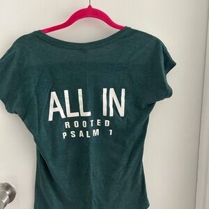 Green Graphic T-Shirt with White Text